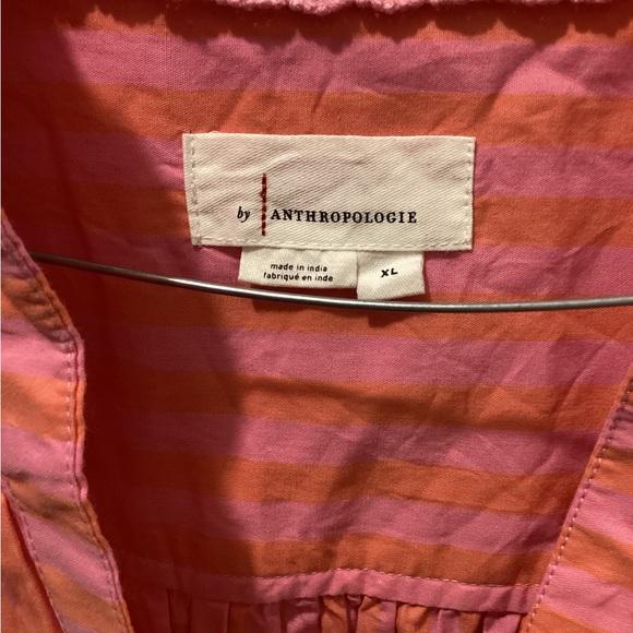 Anthropologie Pink Striped Blouse - Picture 2 of 6
